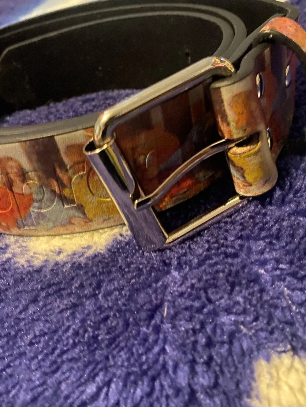 Supreme Belt last supper Colors blue,red, orange Silver buckle